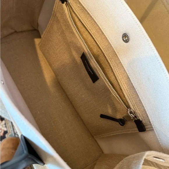 Saint Laurent Rive Gauche Linen & Leather Tote - Picture 3 of 3